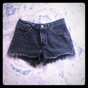 Levi’s frayed denim shorts